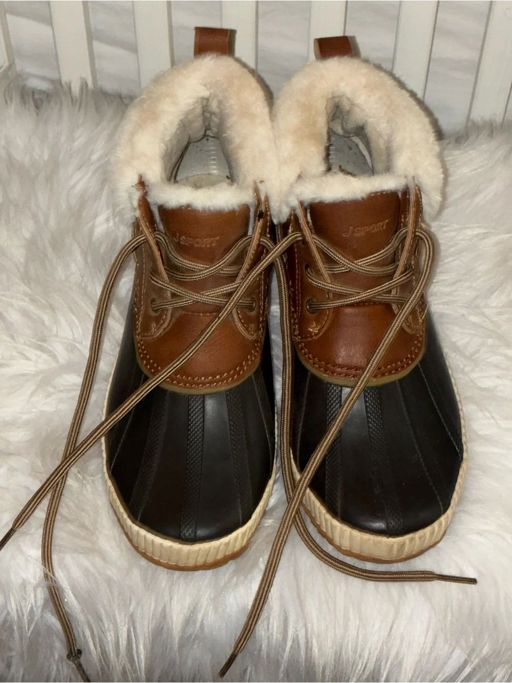 JSport by Jambu Women's Mary Rain Winter Duck Boots soft faux fur trim Sz 8
